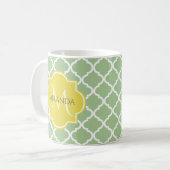 Chic Pastel Green Quatrefolie Gelbe Bezeichnung Mo Kaffeetasse (Vorderseite Links)