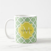 Chic Pastel Green Quatrefolie Gelbe Bezeichnung Mo Kaffeetasse (Links)