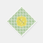 Chic Pastel Green Quatrefolie Gelbe Bezeichnung Mo Serviette (Ecke)