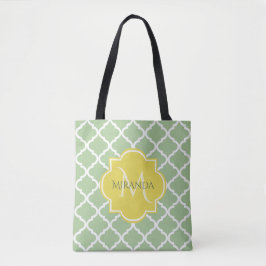 Chic Pastel Green Quatrefolie Gelbe Bezeichnung Mo Tasche