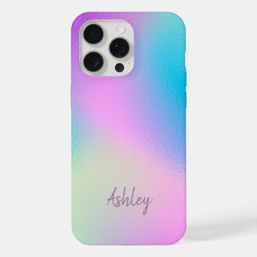 Chic Pastel Holographic Personalized Name iPhone Hülle (Rückseite)