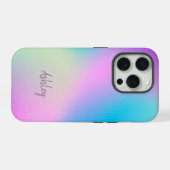 Chic Pastel Holographic Personalized Name iPhone Hülle (Rückseite (Horizontal))