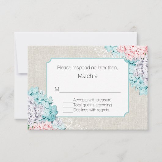 Chic Pastel Hydrangeas Wedding Response Card RSVP Karte (Vorderseite)