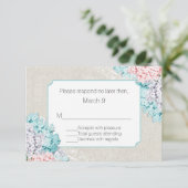 Chic Pastel Hydrangeas Wedding Response Card RSVP Karte (Stehend Vorderseite)