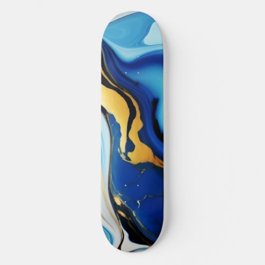 Chic Pastel Imitate aus blauem Gold Marmor Skateboard (Vorderseite)