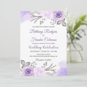 Chic Pastel Lila Floral Watercolor Wedding Card Einladung (Stehend Vorderseite)