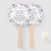 Chic Pastel Lila Floral Wedding Program Hand Fan Fächer (Vorne und Hinten)