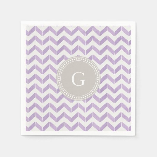 Chic Pastel lila grau Zickzack Monogramm Serviette (Vorderseite)