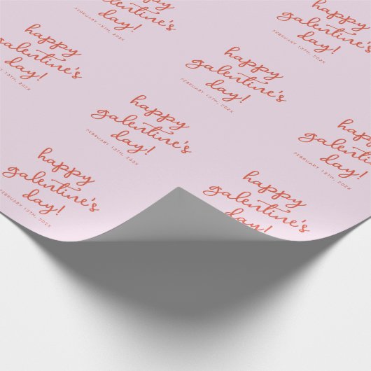 Chic Pastel Lila Happy Galentines Day Script Geschenkpapier (Ecke)