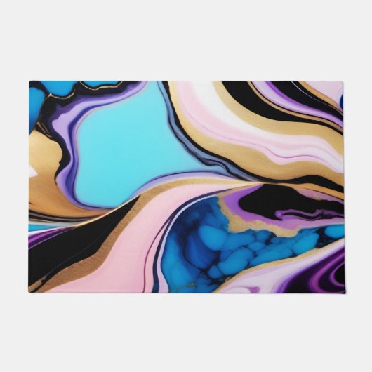 Chic Pastel lila rosa blaue goldene Imitate Marmor Fußmatte (Vorderseite)