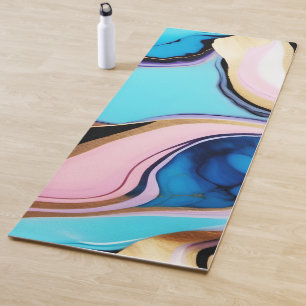 Chic Pastel lila rosa blaue goldene Imitate Marmor Yogamatte