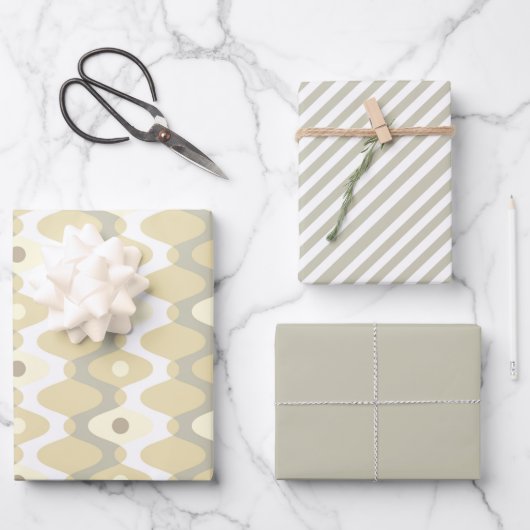 Chic Pastel Mitte des Jahrhunderts Muster Geschenkpapier Set (Vorderseite)