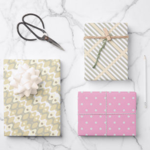 Chic Pastel Mitte des Jahrhunderts Muster Geschenkpapier Set