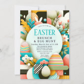 Chic Pastel Moderner Ostern Brunch & Eierjagd Einladung (Vorderseite)