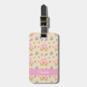Chic Pastel Mushroom Strawberry Muster Creme Gepäckanhänger (Vorderseite vertikal)
