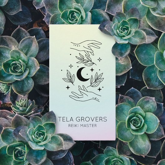 Chic Pastel Ombre Reiki Hands Chakra Healer Visitenkarte