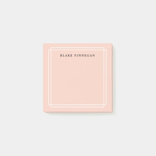 Chic Pastel Peach | Personalized White Bordered Post-it Klebezettel (Vorderseite)