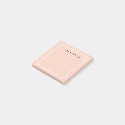 Chic Pastel Peach | Personalized White Bordered Post-it Klebezettel (angewinkelt)
