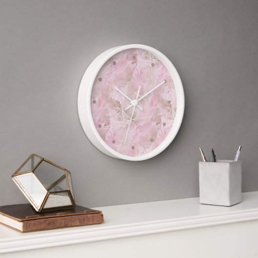 Chic Pastel Pink Agate Marble Muster Square Uhr (Büro)