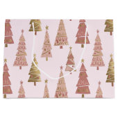 Chic Pastel Pink and Gold Christmas Tree Große Geschenktüte (Vorderseite)