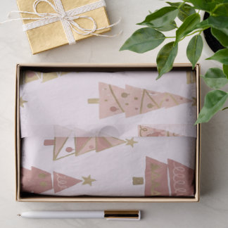 Chic Pastel Pink and Gold Christmas Tree Seidenpapier