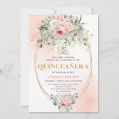 Chic Pastel Pink Eucalyptus Quinceañera Invite Einladung (Vorderseite)