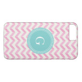 Chic Pastel Pink & Minze Zickzack Monogramm Case-Mate iPhone Hülle (Rückseite (Horizontal))