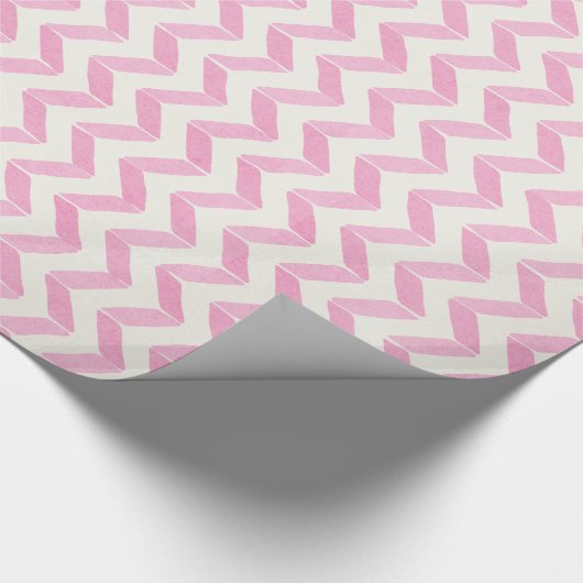 Chic Pastel Pink & Minze Zickzack Monogramm Geschenkpapier (Ecke)