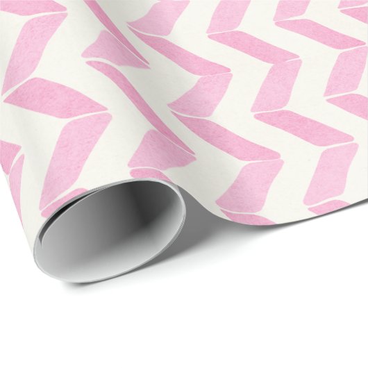 Chic Pastel Pink & Minze Zickzack Monogramm Geschenkpapier (Rolleneckpunkt)