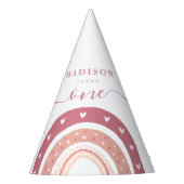 Chic Pastel Pink Rainbow Boho Birthday Partyhütchen (Vorderseite)
