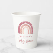 Chic Pastel Pink Rainbow Calligraphy Baby Shower Pappbecher (Vorderseite)