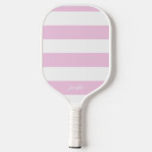 Chic Pastel Pink Streifen Personalisiert Streifen Pickleball Schläger (Rückseite)