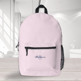 Chic Pastel Pink Trendy Minimal Mit Monogramm Bedruckter Rucksack