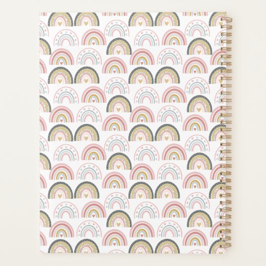 Chic Pastel Rainbow mit Phantastischem Herzlehrer Planer (Rückseite)