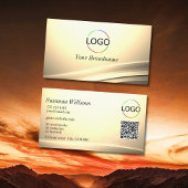 Chic Pastel Silk Cream Curved Deco Logo QR Code Visitenkarte