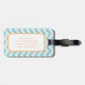Chic Pastel Türkis Zickzack Custom Monogram Gepäckanhänger (Rückseite horizontal)