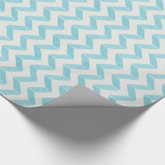 Chic Pastel Türkis Zickzack Custom Monogram Geschenkpapier (Ecke)