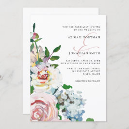 Chic Pastel Watercolor Blumenblume Hochzeit Einladung