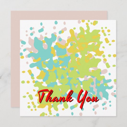 Chic Pastel Watercolor Spots Red Text Dankeskarte (Vorne/Hinten)