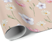 Chic Pastel Wildblume Wasserfarben Muster Geschenkpapier (Rolleneckpunkt)