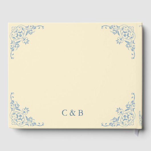 Chic Pastel Yellow Elegante Wedding Guest Book Gästebuch (Rückseite)