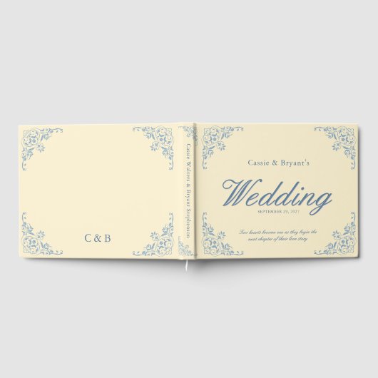 Chic Pastel Yellow Elegante Wedding Guest Book Gästebuch (Voll)