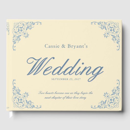 Chic Pastel Yellow Elegante Wedding Guest Book Gästebuch (Vorderseite)