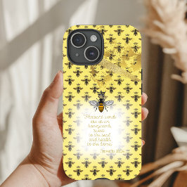 Chic Pastel Yellow Gold Bee Grid Bible Queen Bee Case-Mate iPhone Hülle
