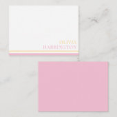 Chic Pastel Yellow Pink Strip Border Mitteilungskarte (Vorne/Hinten)