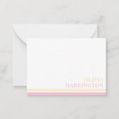 Chic Pastel Yellow Pink Strip Border Mitteilungskarte (Vorderseite)