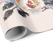 Chic-PastellBlumen-Eule TierBoho Illustration Geschenkpapier (Rolleneckpunkt)