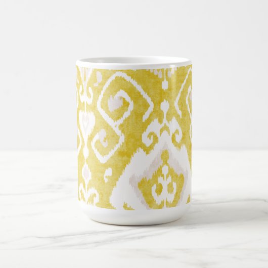 Chic pastellgelb und grau-kat-Stammmuster Tasse (Mittel)