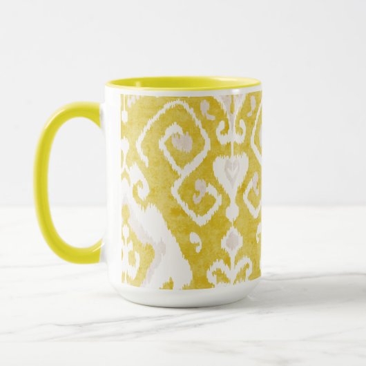 Chic pastellgelb und grau-kat-Stammmuster Tasse (Links)