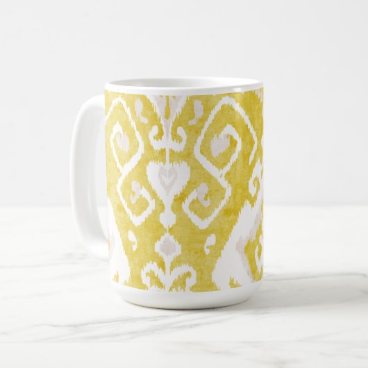 Chic pastellgelb und grau-kat-Stammmuster Tasse (Vorderseite Links)